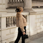 Women's Cropped Trench Coat with Double-Breasted Buttons and Belted Cuffs - 3