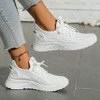 Women's Knit Trainers with Lace-Up Front and Flexible Sole - 6