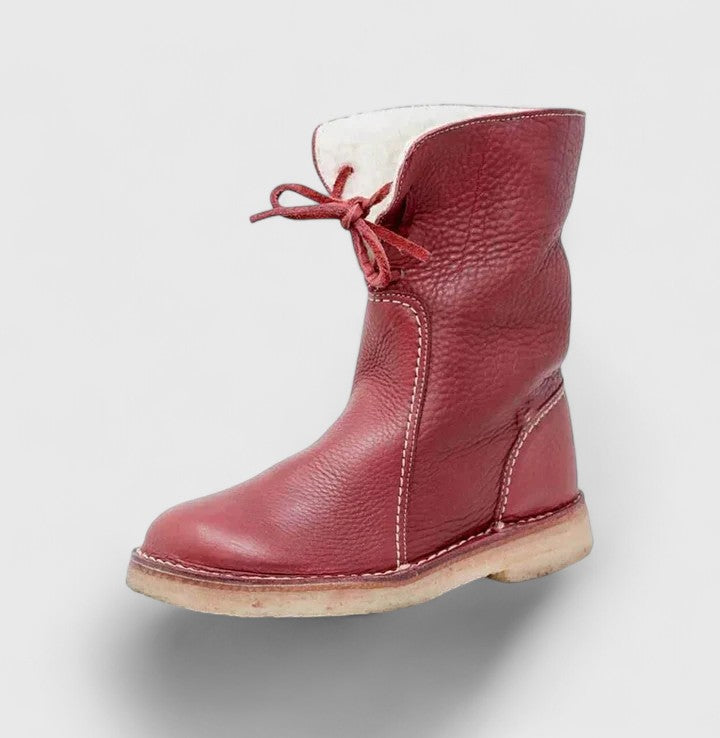 Women's Ankle Boots with Fleece Trim and Lace-Up Front - 3