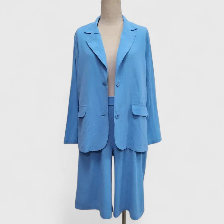 Women's Blazer and Shorts Two-Piece Set with High-Waisted Fit - 8