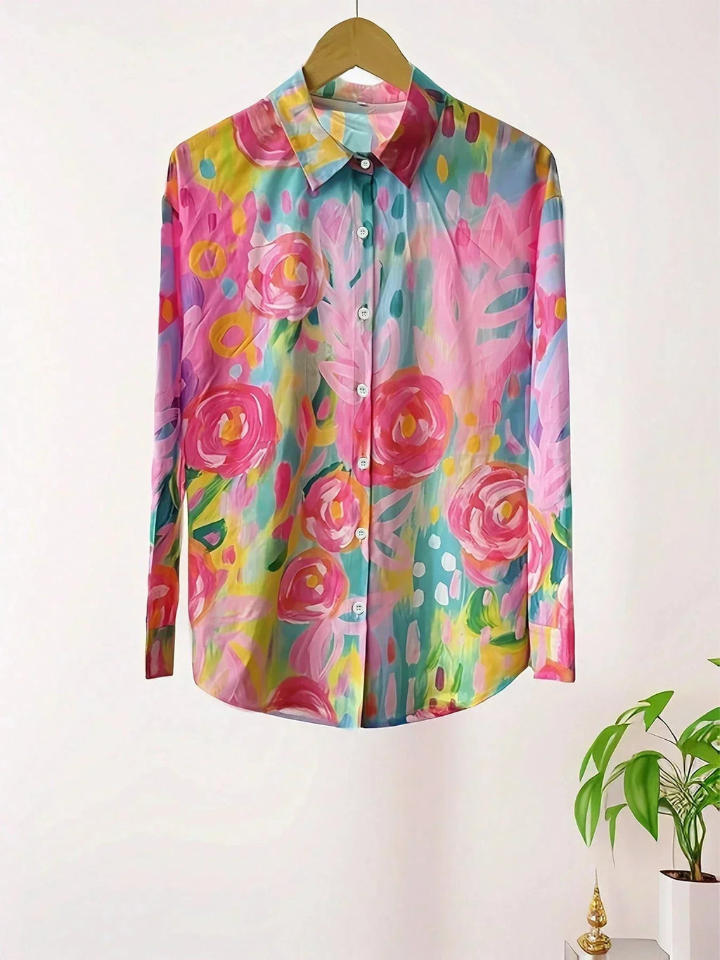 Women's Blouse Long Sleeve with V-Neck and Floral Print - 8