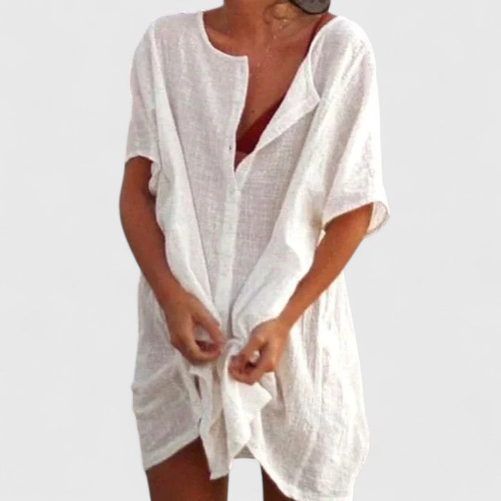 Women's Tunic Dress Relaxed Fit with Short Sleeves