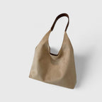 Women's Shoulder Bag with Minimalist Silhouette - Beige