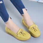 Women's Slip-On Loafers with Tassel Trim and Wedge Sole - 6