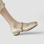 Women's Mary Jane Shoes with Block Heel and Buckle Strap - 14