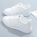 Women's Lace-Up Sneakers with Chunky Sole and Contrast Panel - White