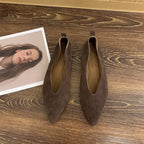 Women's Square-Toe Ballet Flats with Vintage Loafer Silhouette - Coffee