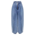 Women's Wide-Leg Jeans with Embellished Crystal Detail - Blue