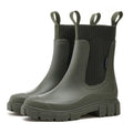Women's Chelsea Rain Boots with Elastic Panels and Comfort Sole - Green