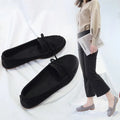 Women's Slip-On Loafer Flats with Bow Detail - Black