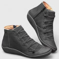 Women's Ankle Boots with Lace-Up Detail and Side Zip - Black