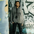 Unisex Hoodie with Rhinestone Statement Text and Relaxed Fit - 2