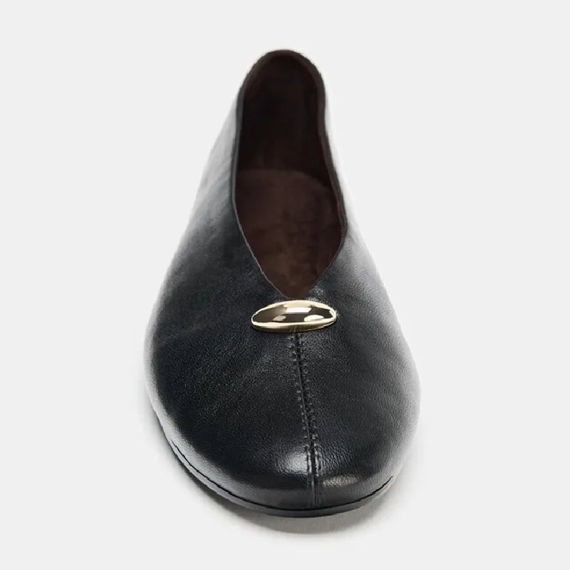 Women's Ballet Flats with Metal Buckle Detail - 6
