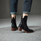 Women's Ankle Boots with Block Heel and Zip Fastening - 5