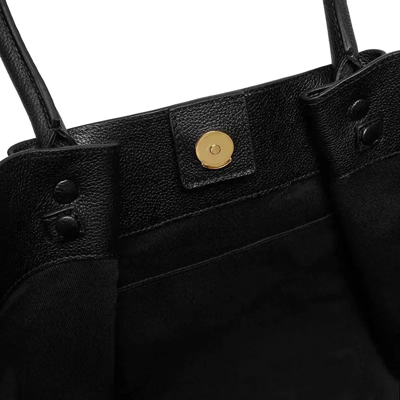 Women's Structured Tote Bag with Gold-Tone Clasp - 8