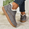 Women's Ankle Boots with Fleece-Lined Cuff and Contrast Stitching - Grey