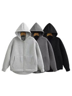 Women's Hooded Zip Jacket with Relaxed Fit and Drop Shoulders - 3