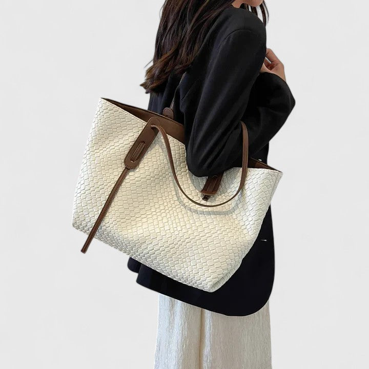 Women's Woven Tote Bag with Dual Handles - 7