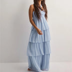 Women's Strapless Maxi Dress with Tiered Skirt and Bow Detail - 9