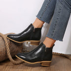 Women's Ankle Boots with Side Zip and Block Heel