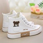 Women's High-Top Canvas Trainers with Embroidered Pocket Detail - 7