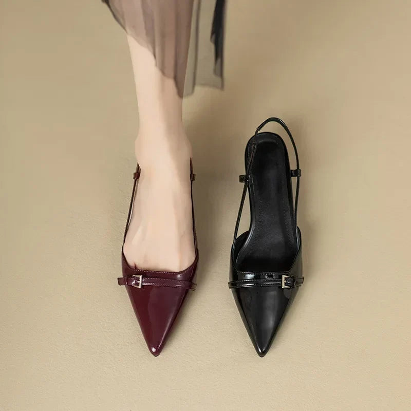 Women's Slingback Sandals Pointed Toe with Mid Heel - 6