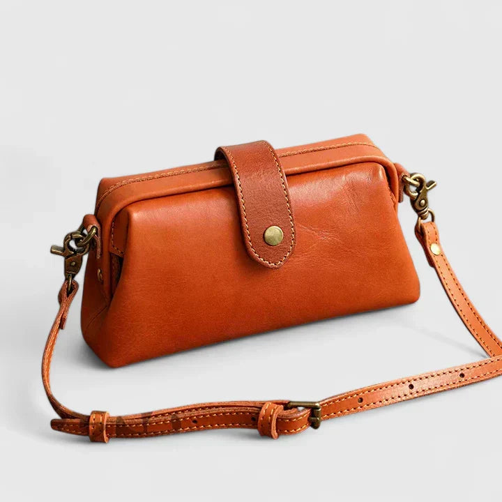 Women's Crossbody Bag with Snap Closure and Adjustable Strap - Orange