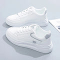 Women's Lace-Up Sneakers with Chunky Sole and Contrast Panel - White Grey