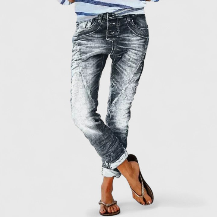 Women's Trousers Tapered Fit with Contrast Stitching - Grey