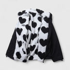 Women's Fleece Jacket with Heart Print and Stand Collar - 11