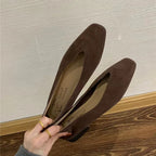 Women's Square-Toe Ballet Flats with Vintage Loafer Silhouette - 13