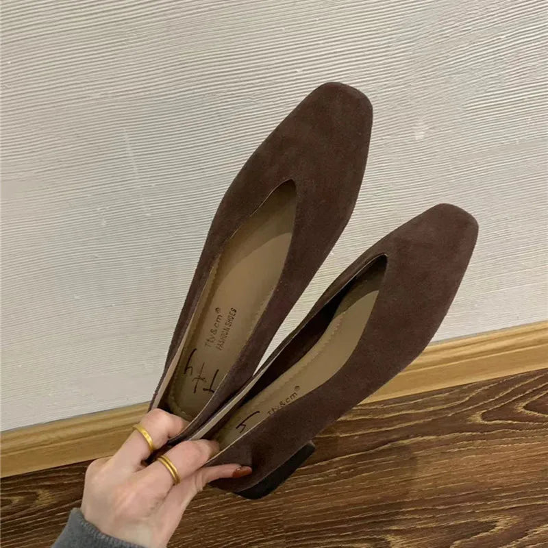 Women's Square-Toe Ballet Flats with Vintage Loafer Silhouette - 13