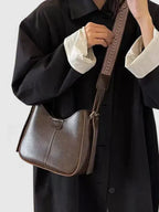 Women's Shoulder Bag with Curved Silhouette and Adjustable Strap