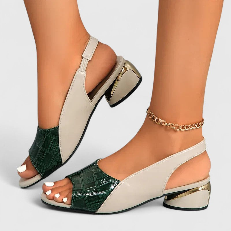 Mariah | Elegant Leather Sandals - Green