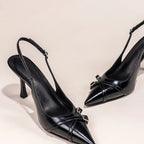 Women's Pointed Toe Slingback Court Shoes with Buckle Strap Heel - 6