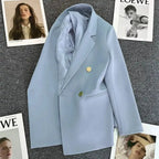 Women's Blazer Double-Breasted with Notched Lapel and Structured Fit - 3