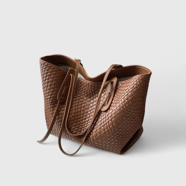 Women's Woven Tote Bag with Dual Handles - 4
