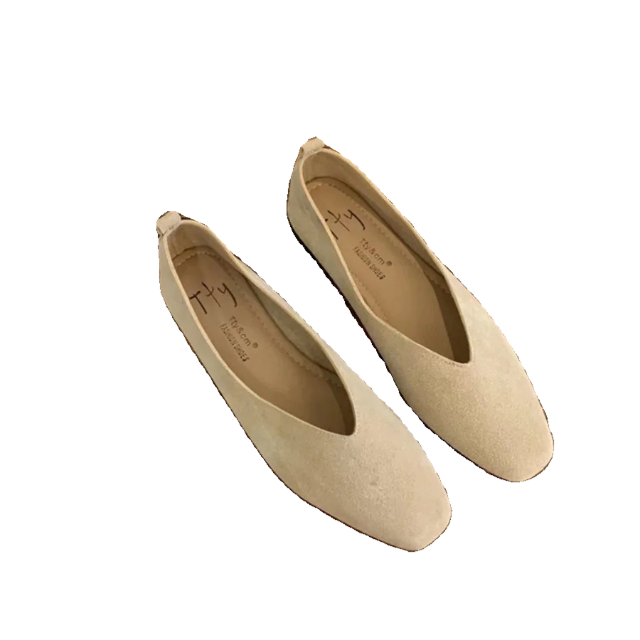 Women's Square-Toe Ballet Flats with Vintage Loafer Silhouette - 7