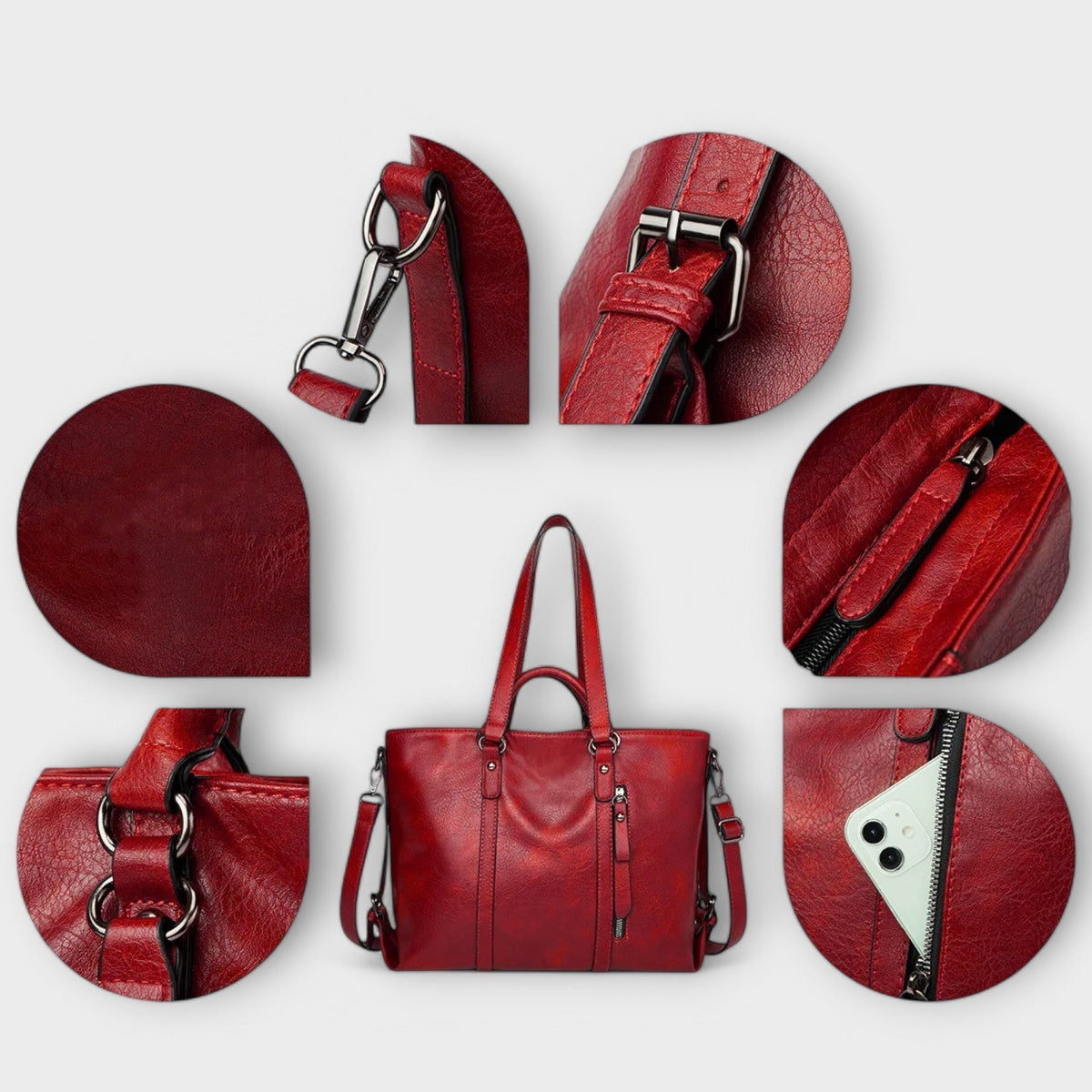 Women's Large Tote Bag with Faux Leather Finish and Twin Handles - 4