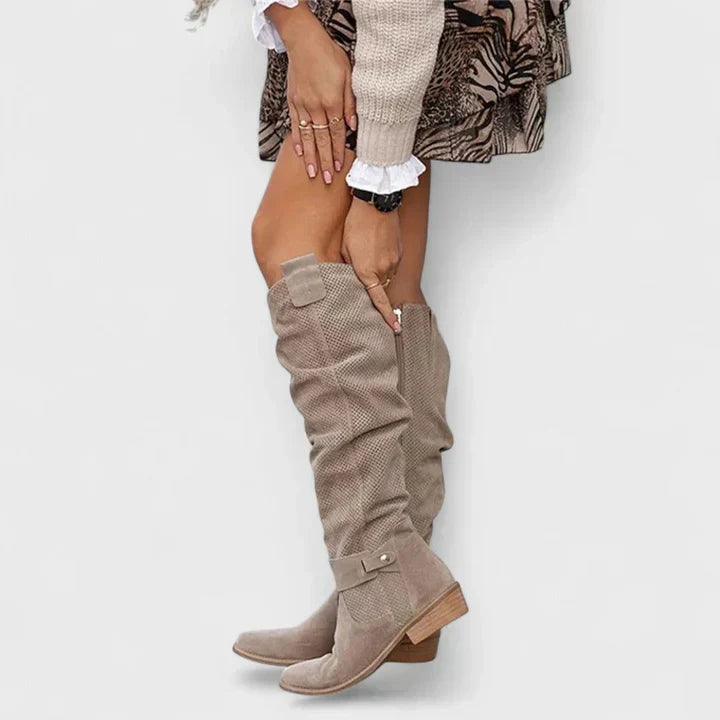 Women's Over-the-Knee Boots with Pointed Toe and Side Zip - 3