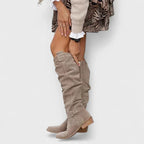 Women's Over-the-Knee Boots with Pointed Toe and Side Zip - 3