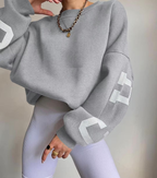 Women's Oversized Sweatshirt with City Print and Crew Neck - 16
