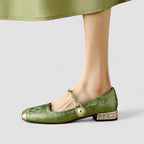 Women's Mary Jane Shoes with Block Heel and Buckle Strap