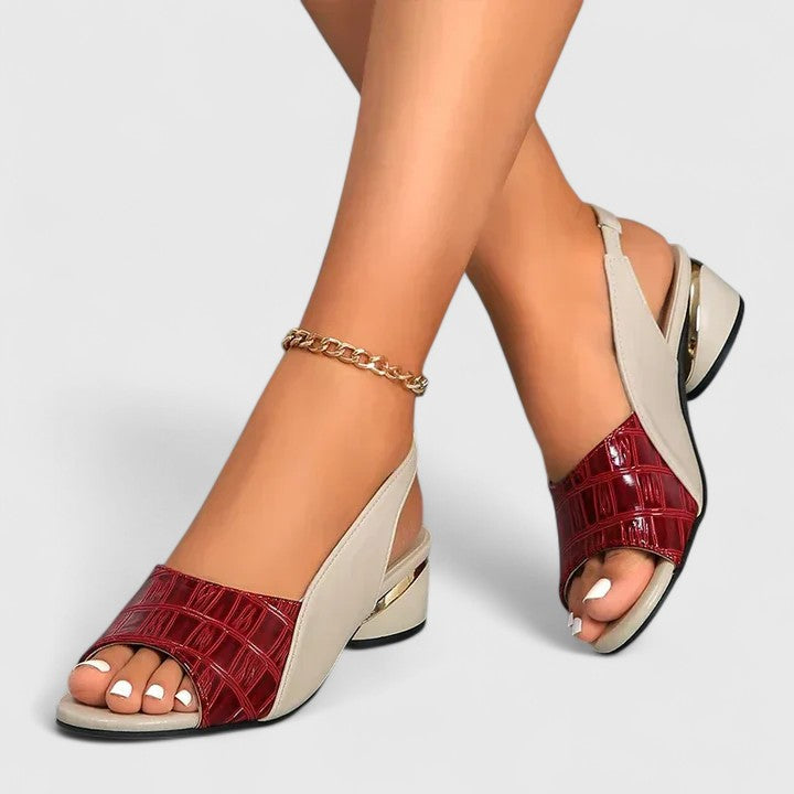 Mariah | Elegant Leather Sandals - Red