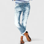 Women's Trousers Tapered Fit with Contrast Stitching - Light Blue