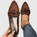 Women's Loafers with Knot Detail and Pointed Toe - Khaki