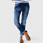 Women's Trousers Tapered Fit with Contrast Stitching - Dark Blue