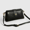 Women's Crossbody Bag with Snap Closure and Adjustable Strap - Black
