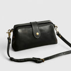 Women's Crossbody Bag with Snap Closure and Adjustable Strap - Black