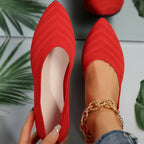 Women's Ballet Flats Pointed Toe with Stretch Knit Upper - 5